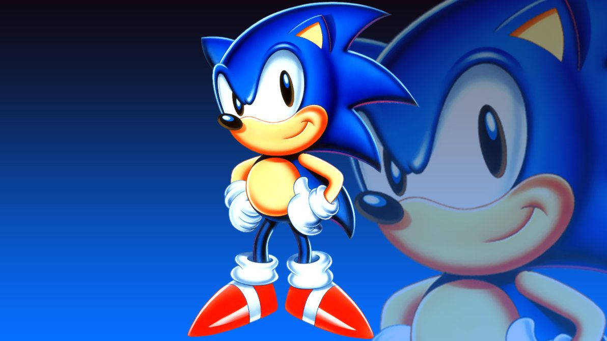 Bakgrunnsbilde av supersonisk helt Sonic med supersonisk fart.