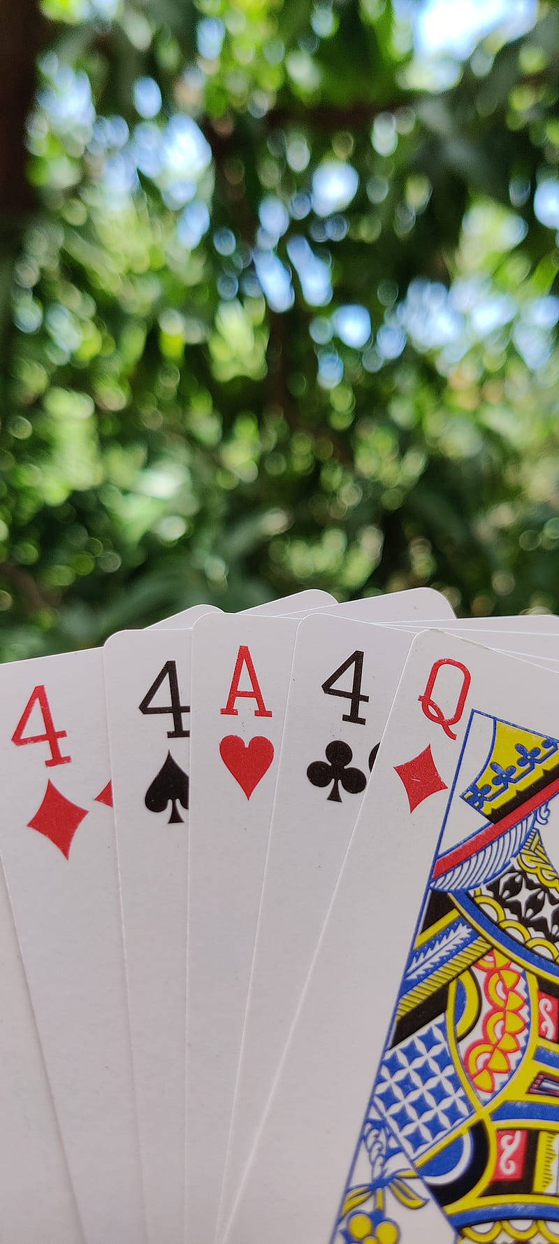 Sett med fem Rummy-spillkort Bakgrunner