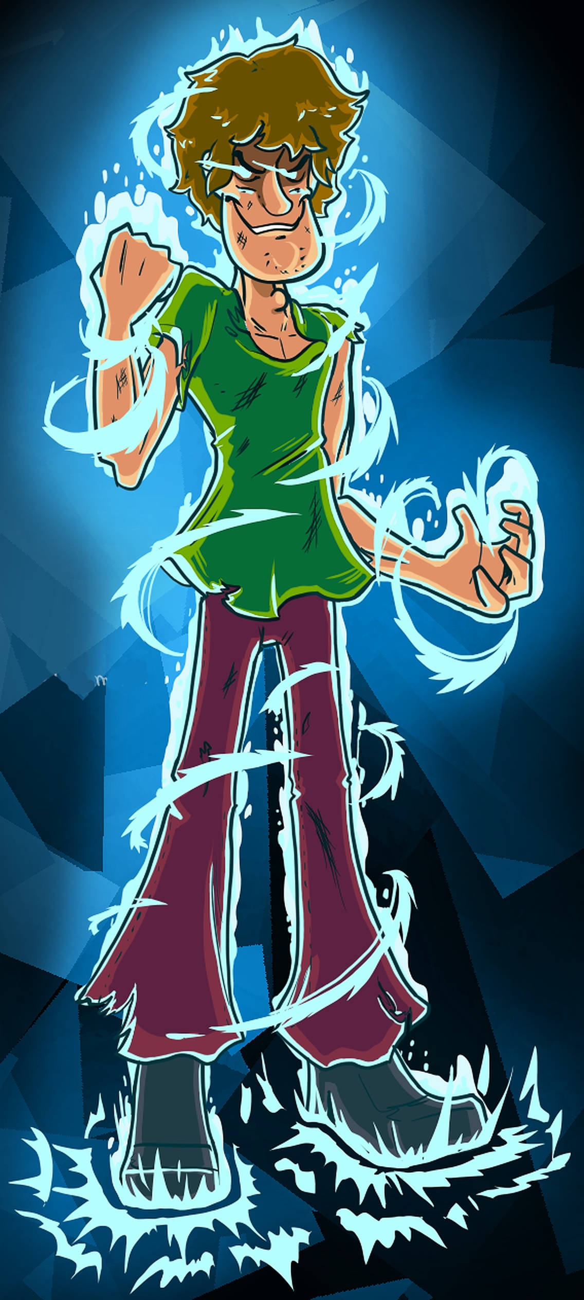Shaggy Ultra Instinct Gløder Opp Bakgrunner
