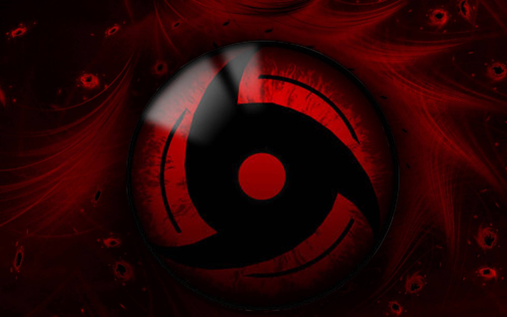 Sharingan Live Rød Aesthetic Bølger Og Partikler Bakgrunner