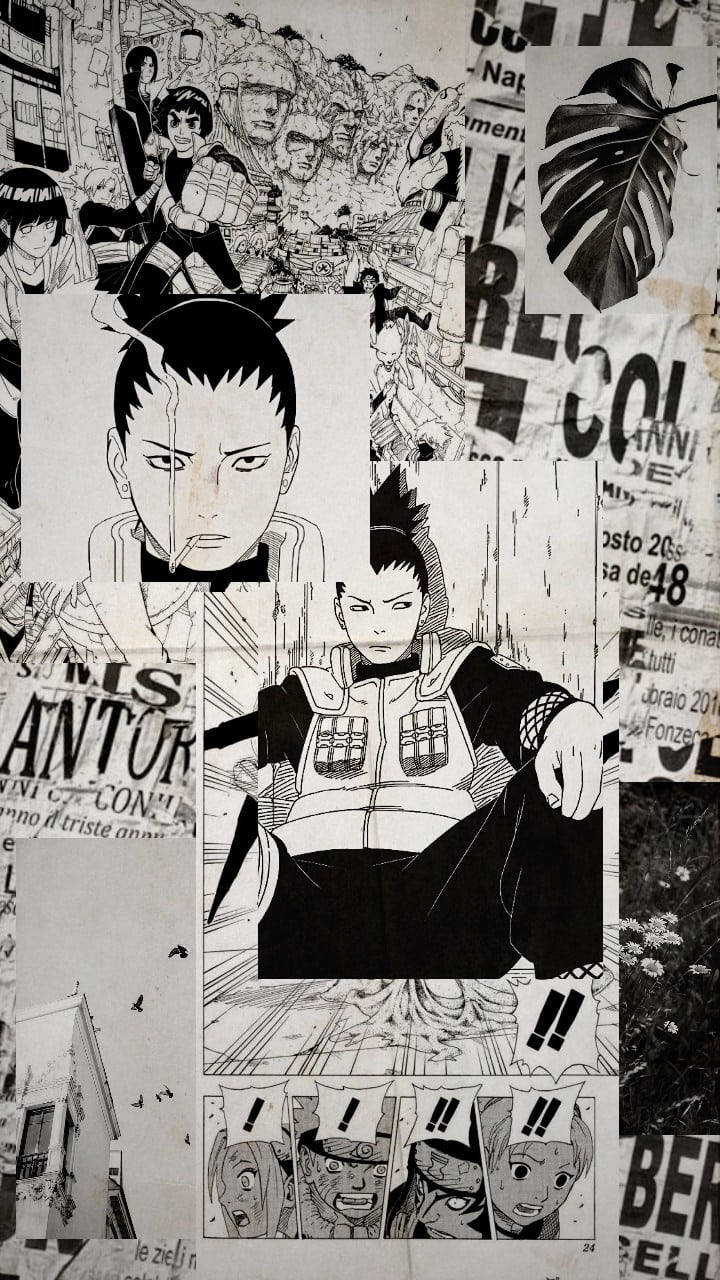 Shikamaru Naruto Anime Svart Hvitt iPhone Bakgrunner