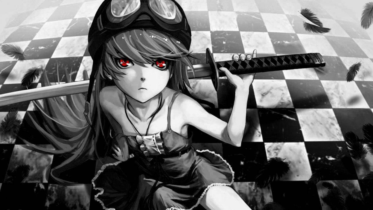 Shinobu Oshino animejente med sverd Bakgrunner