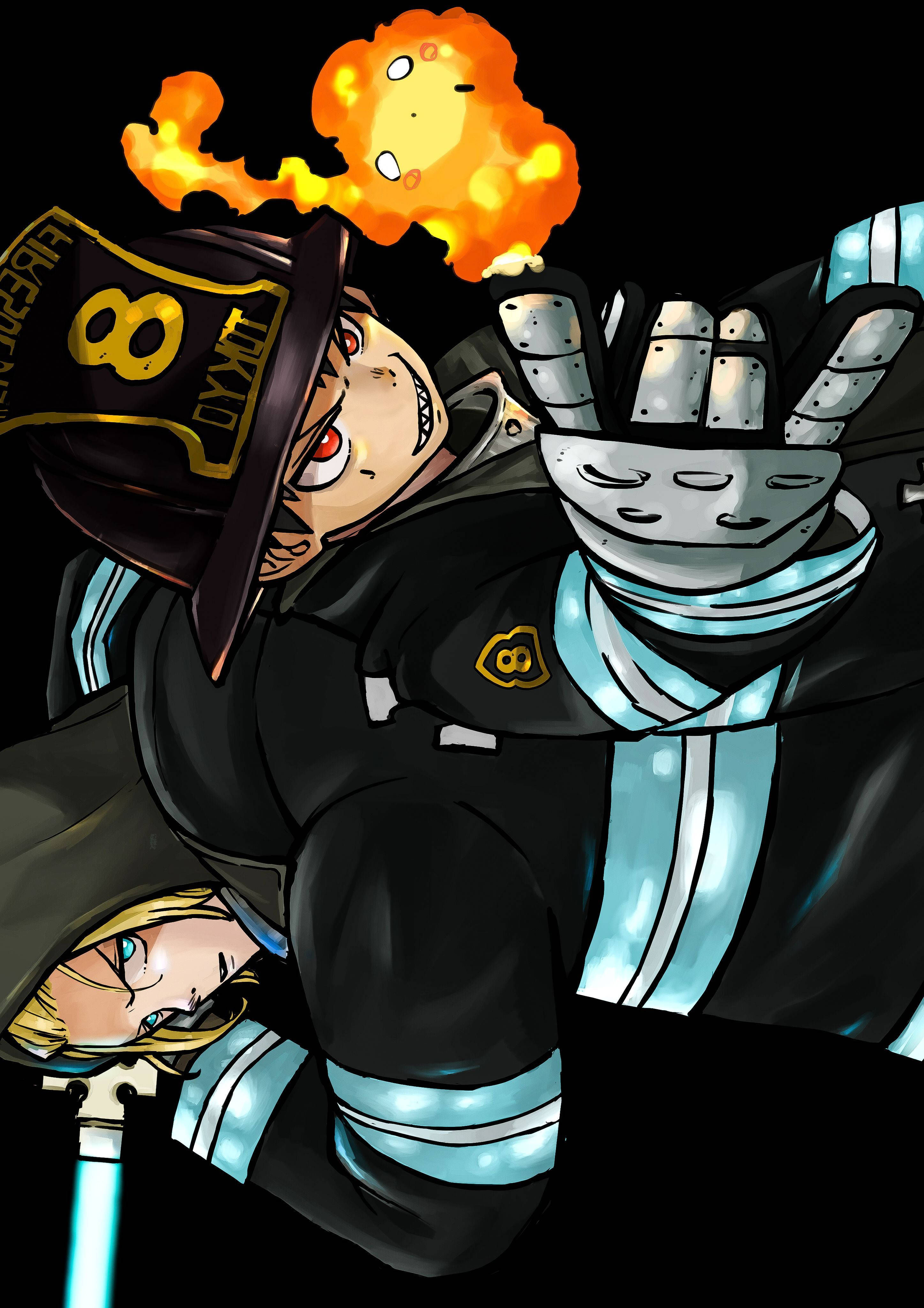 Shinra og Arthur tar opp kampen mot Infernal Bakgrunner