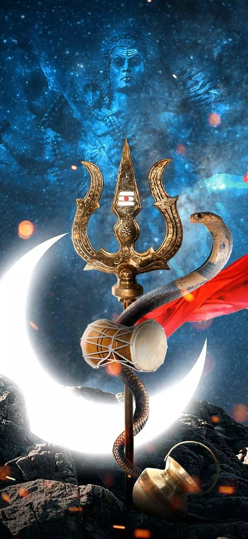 Shiva iPhone Trishula Med Måne Bakgrunner