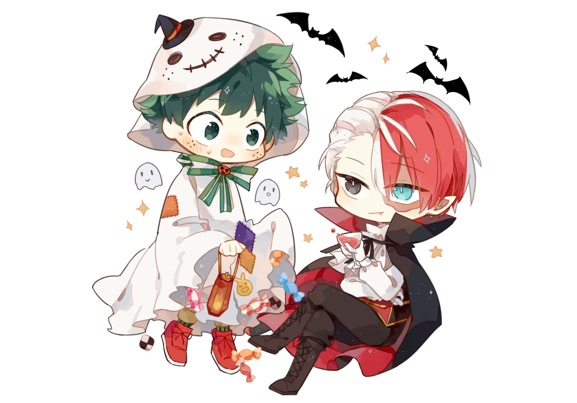 Shoto Todoroki og Izuku Midoriya My Hero Academia Halloween Bakgrunner