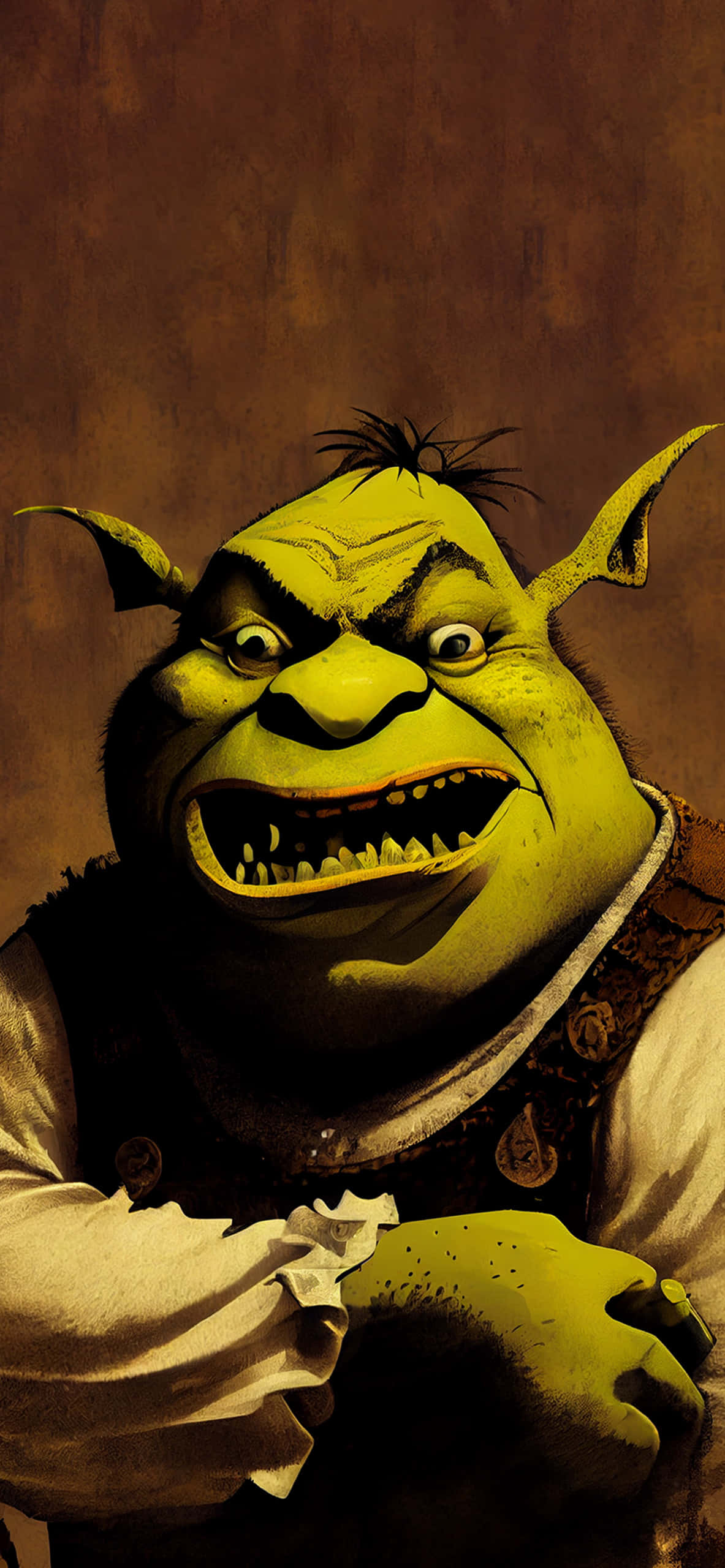 Shrek og Donkey ansikt til ansikt i en skyggefull myr Bakgrunner