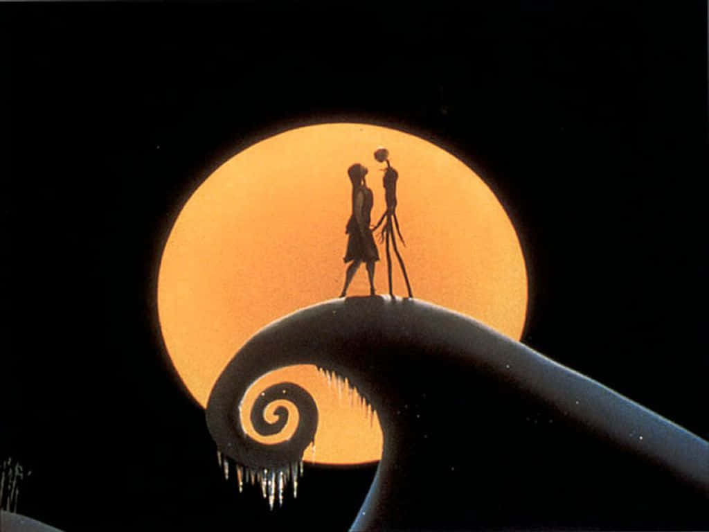 Silhouetterte Sally og Jack fra The Nightmare Before Christmas Bakgrunner