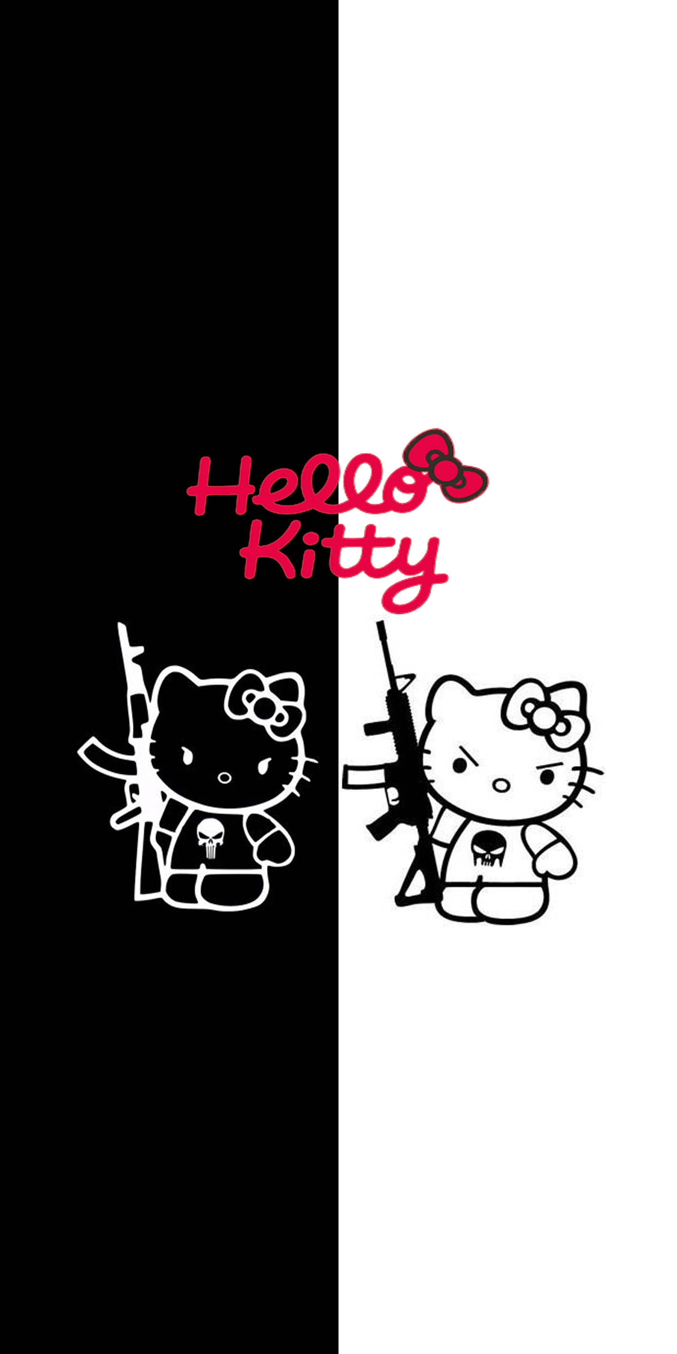 Sint hvit og svart Hello Kitty Bakgrunner