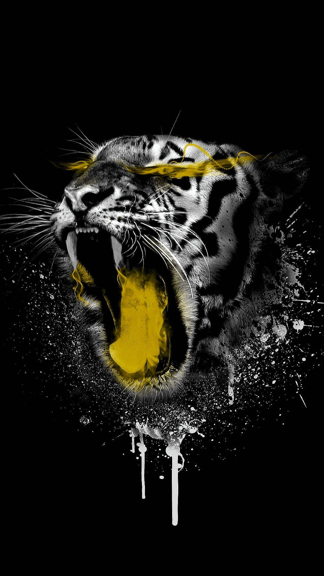 Sint tiger i neongult Bakgrunner
