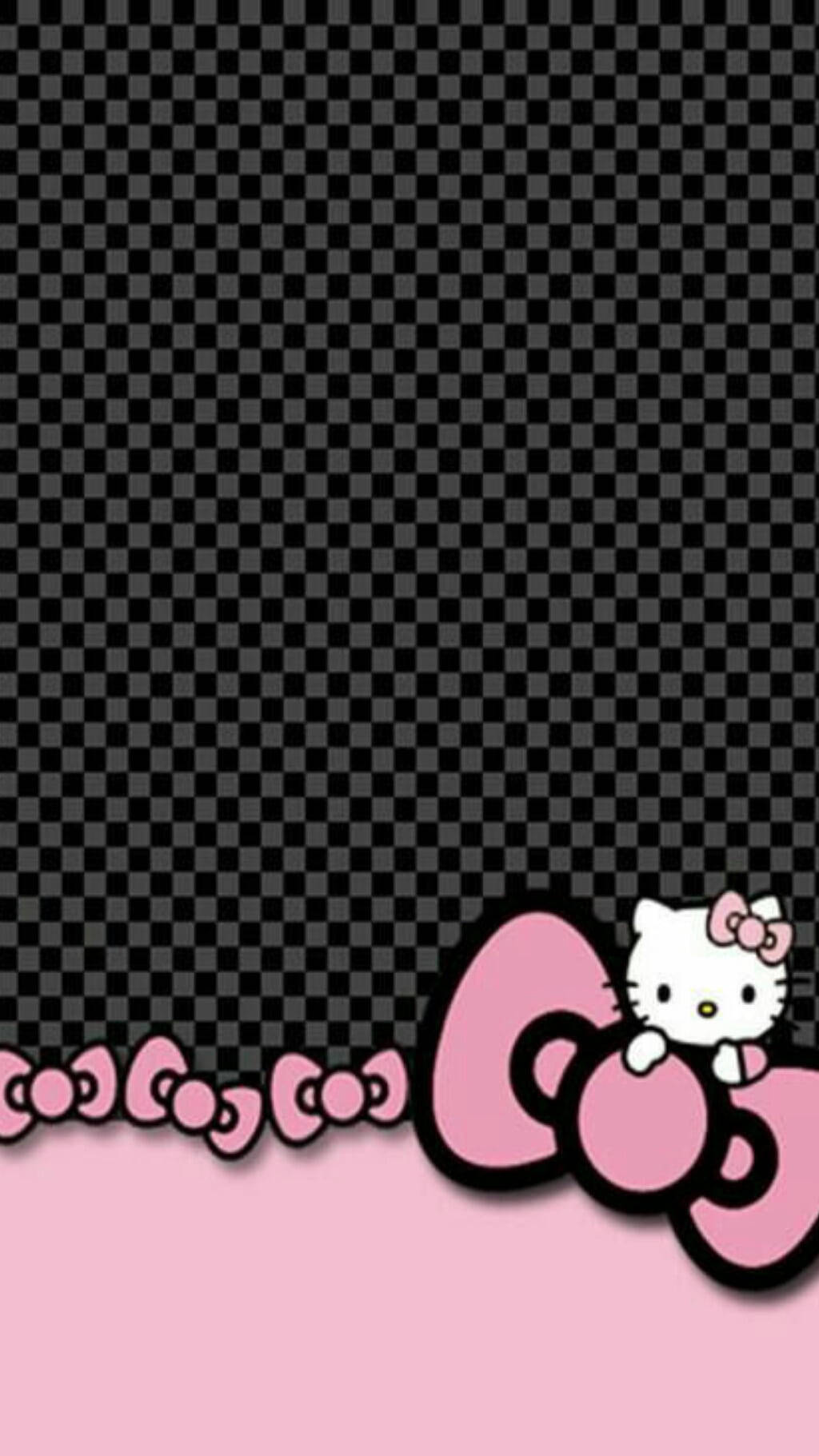 Sjakkmønster svart Hello Kitty Bakgrunner