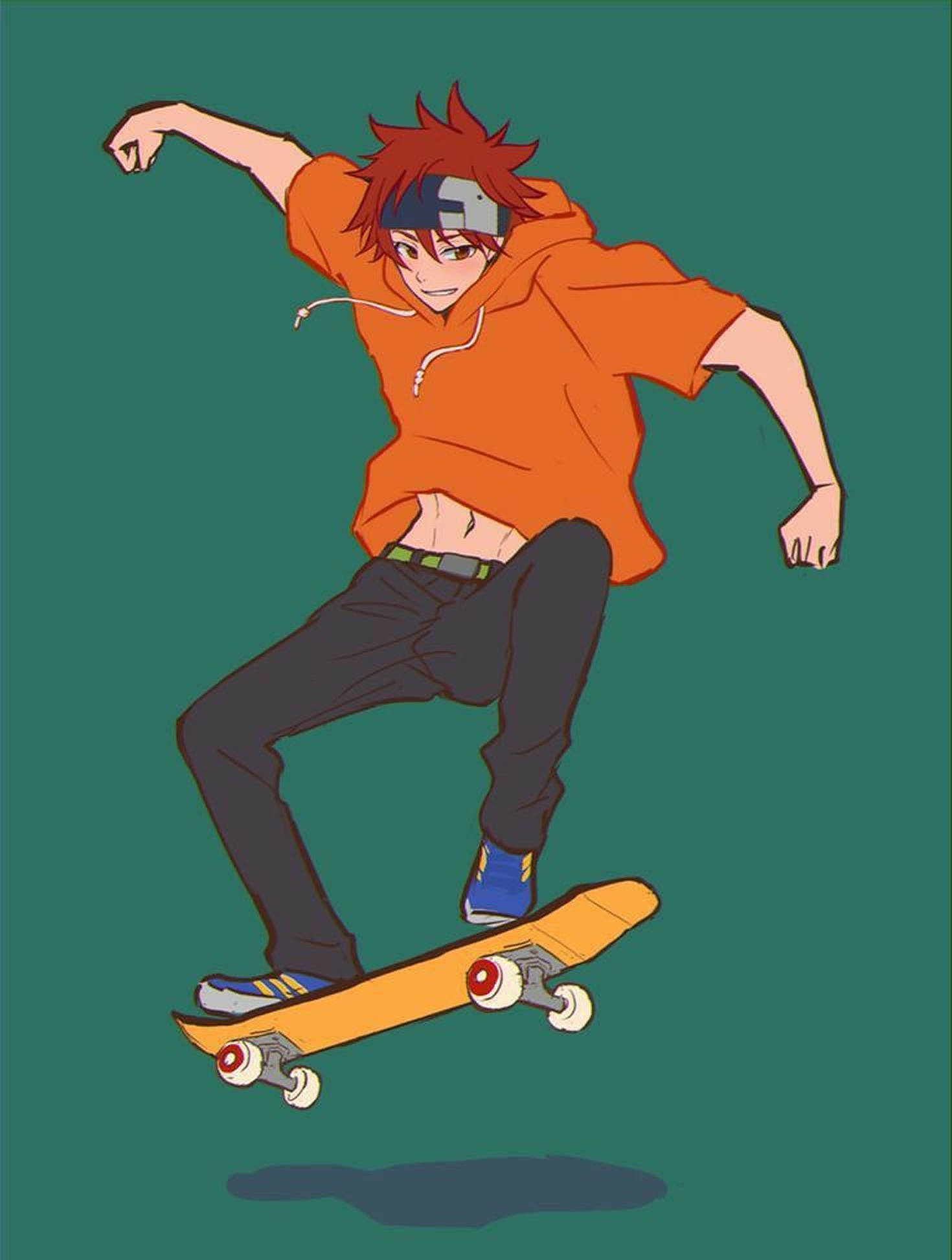 Skater-gutt estetisk grønn plakat Bakgrunner