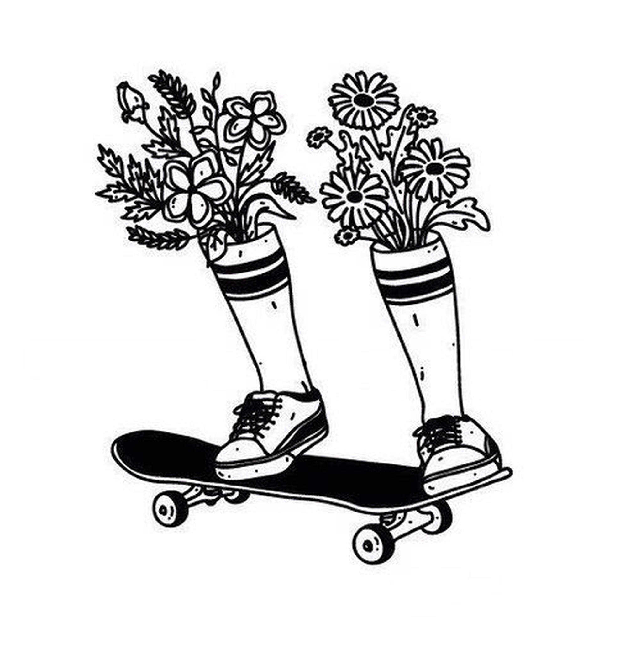 Skater Gutt Estetisk Doodle Bakgrunner