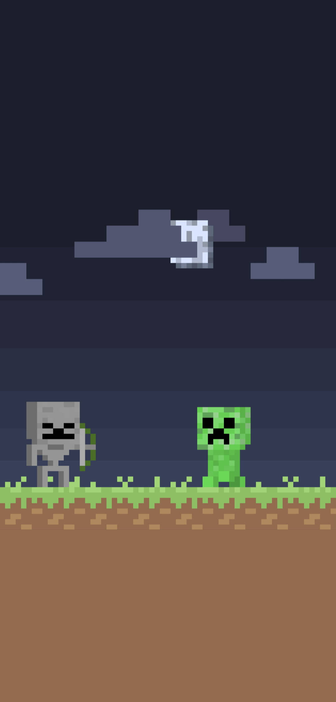 Skjelett og Creeper-Mob Minecraft iPhone Bakgrunner
