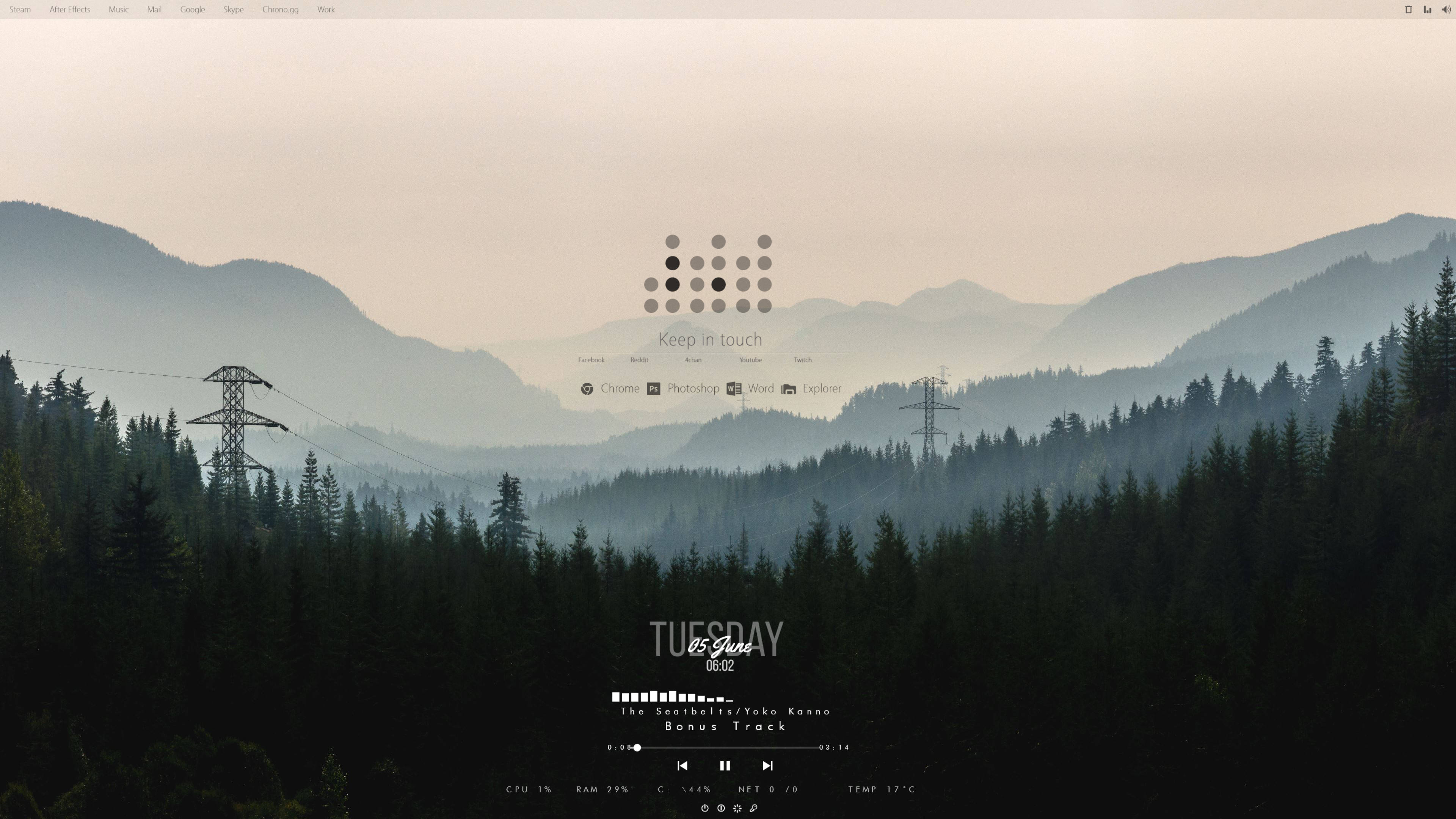 Skog og fjell Rainmeter-design Bakgrunner