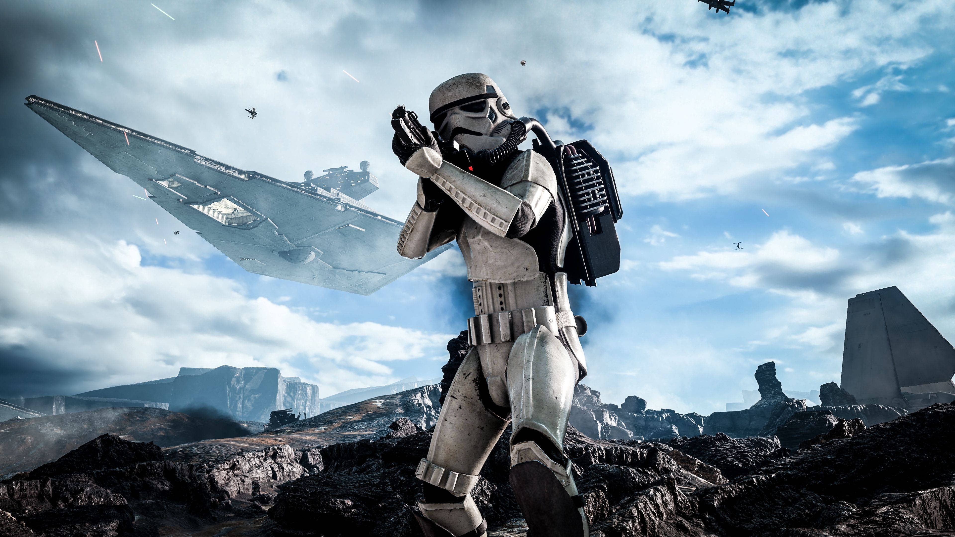 Skudd fra en stormtrooper fra Star Wars-universet Bakgrunner