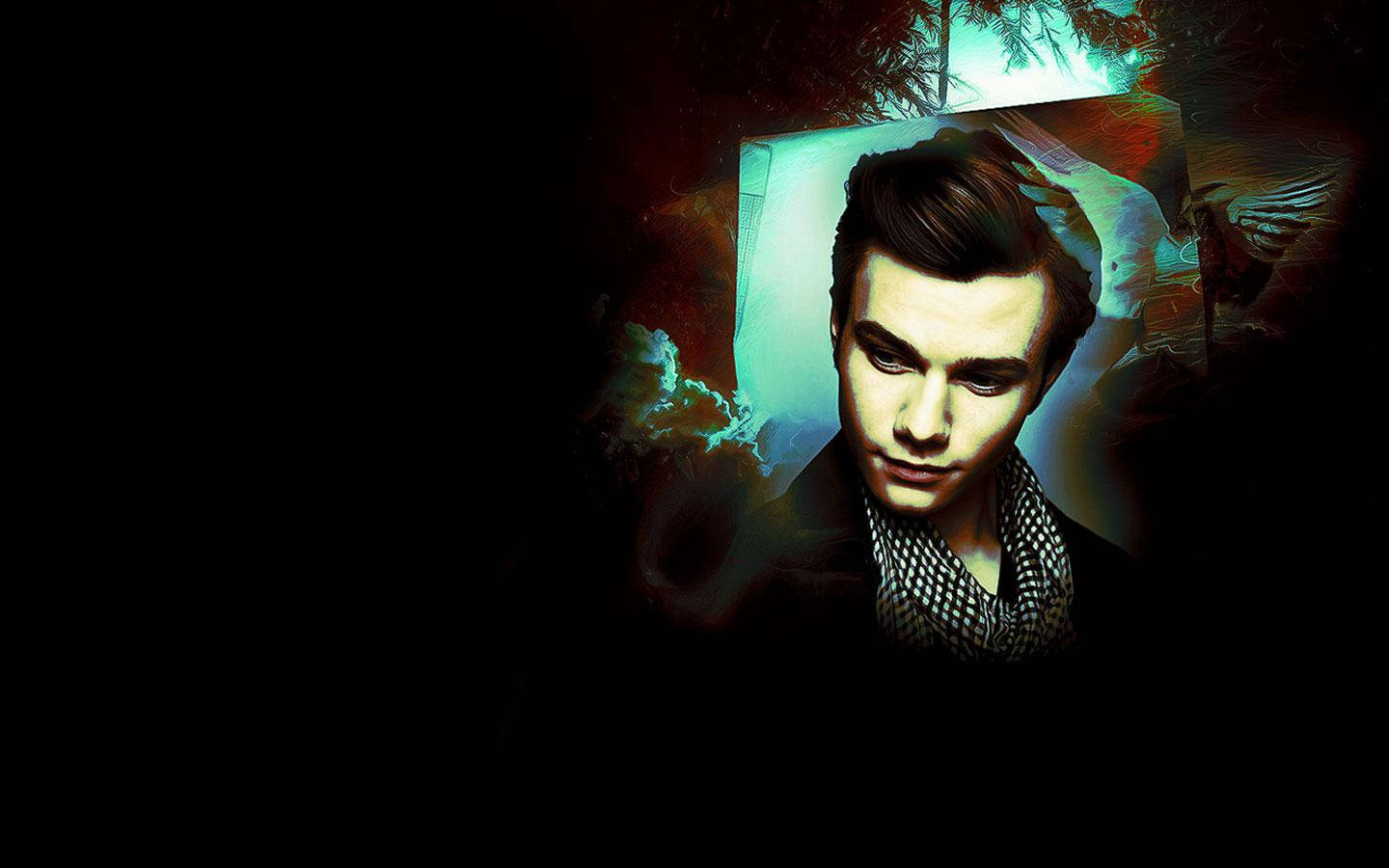 Skuespiller Chris Colfer i dramatisk lys Bakgrunner