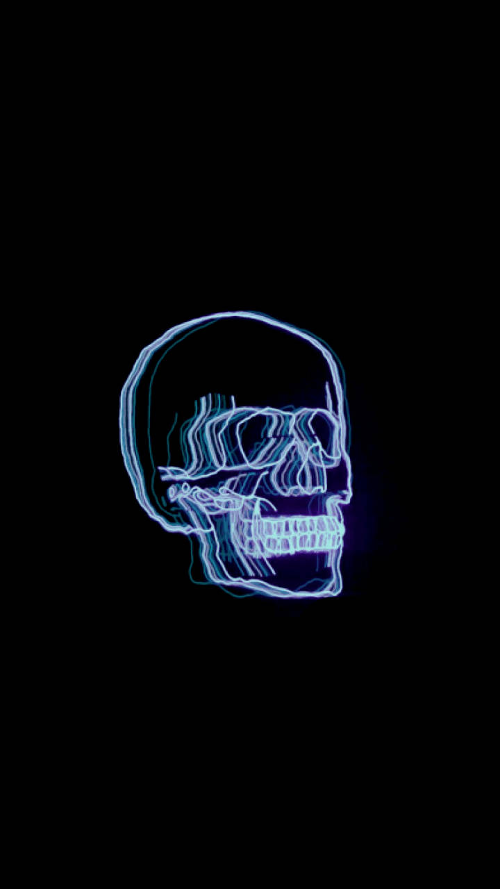Skull Neon Estetisk Mørkeblå HD Bakgrunner