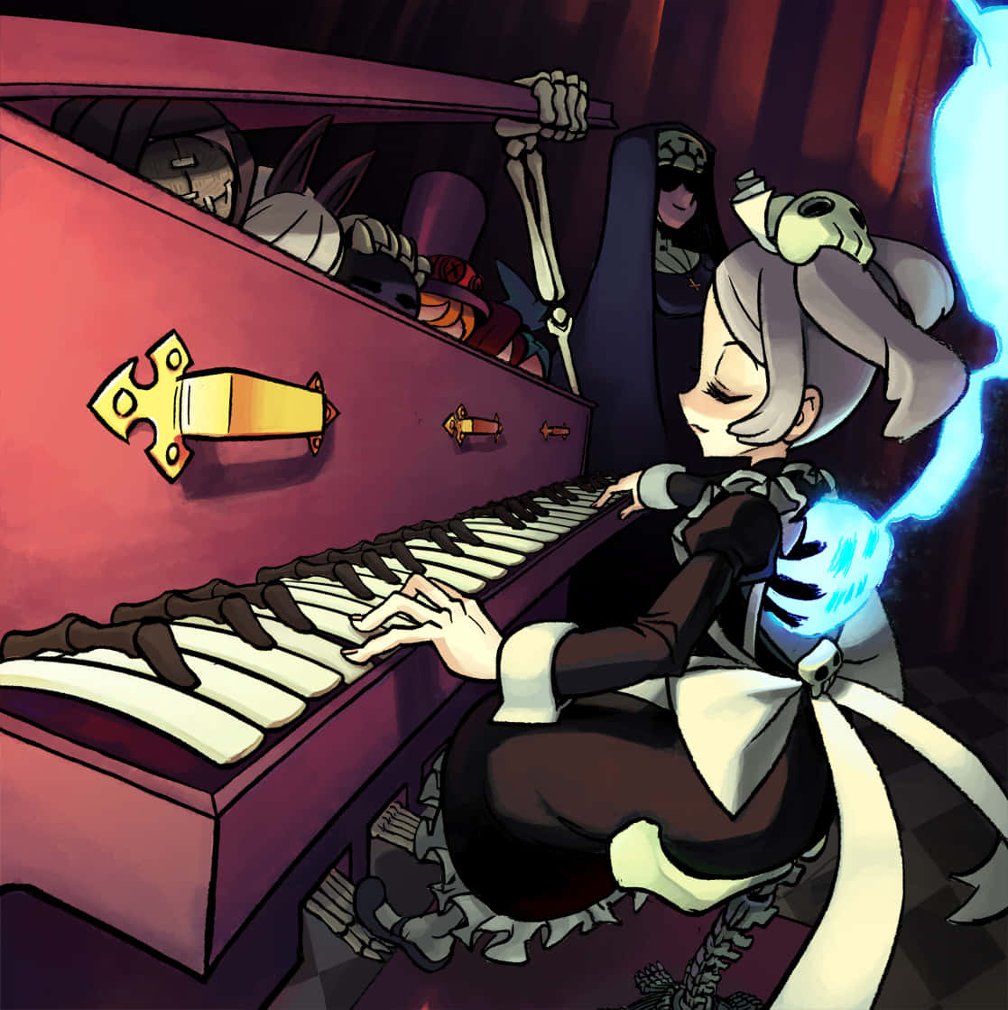 Skullgirls Bloody Marie spiller piano Bakgrunner