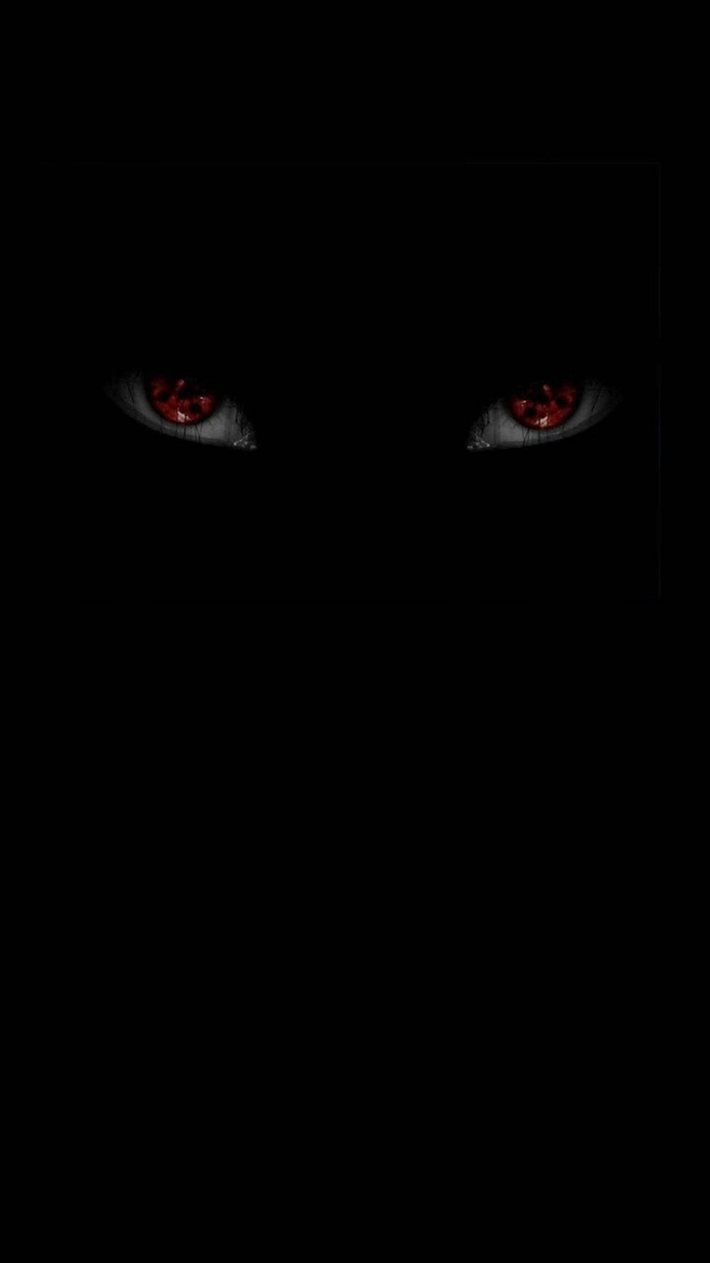 Skumle Sharingan-øyne Naruto Svart Bakgrunner