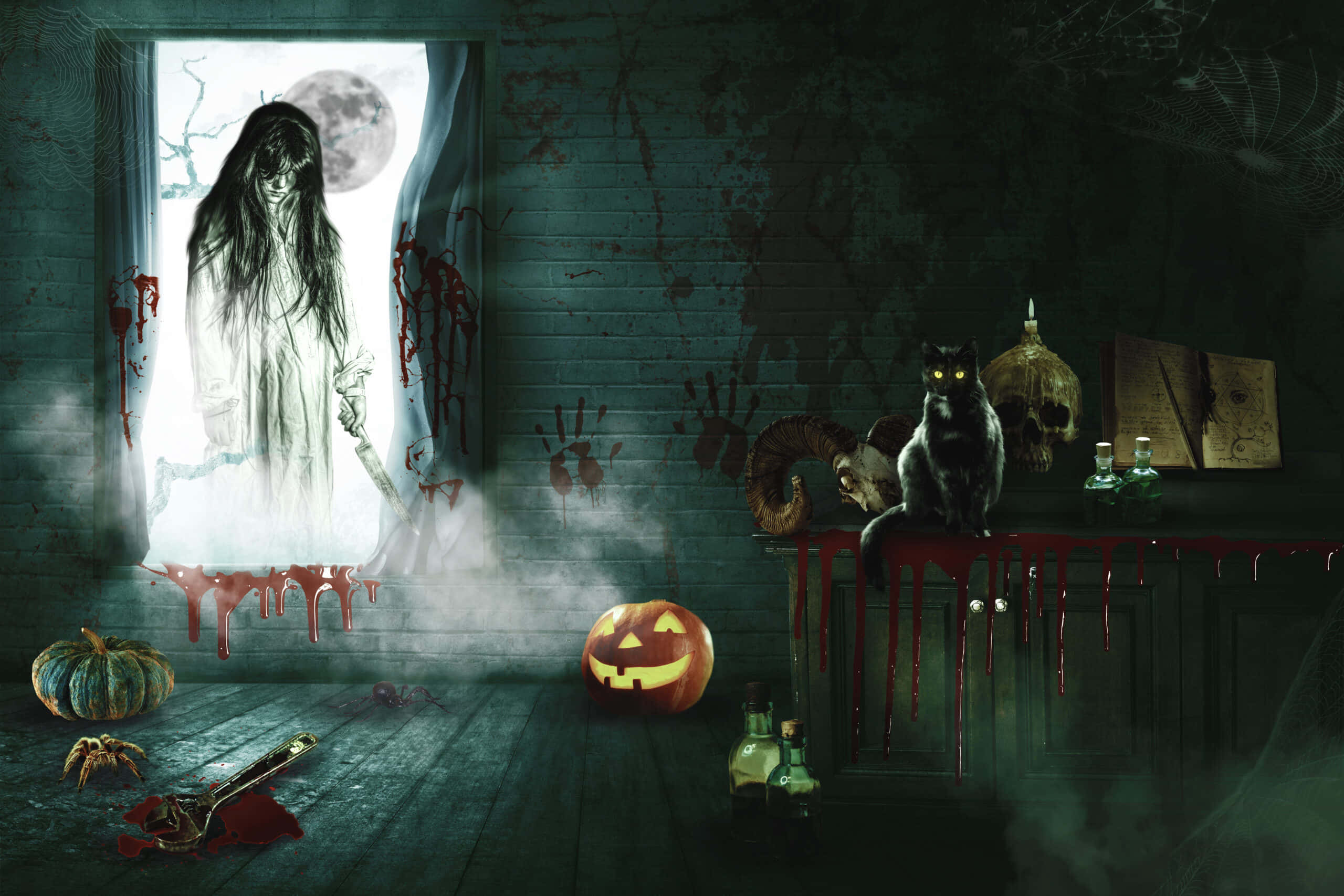 Skummel Halloween-bakgrunn Bakgrunner