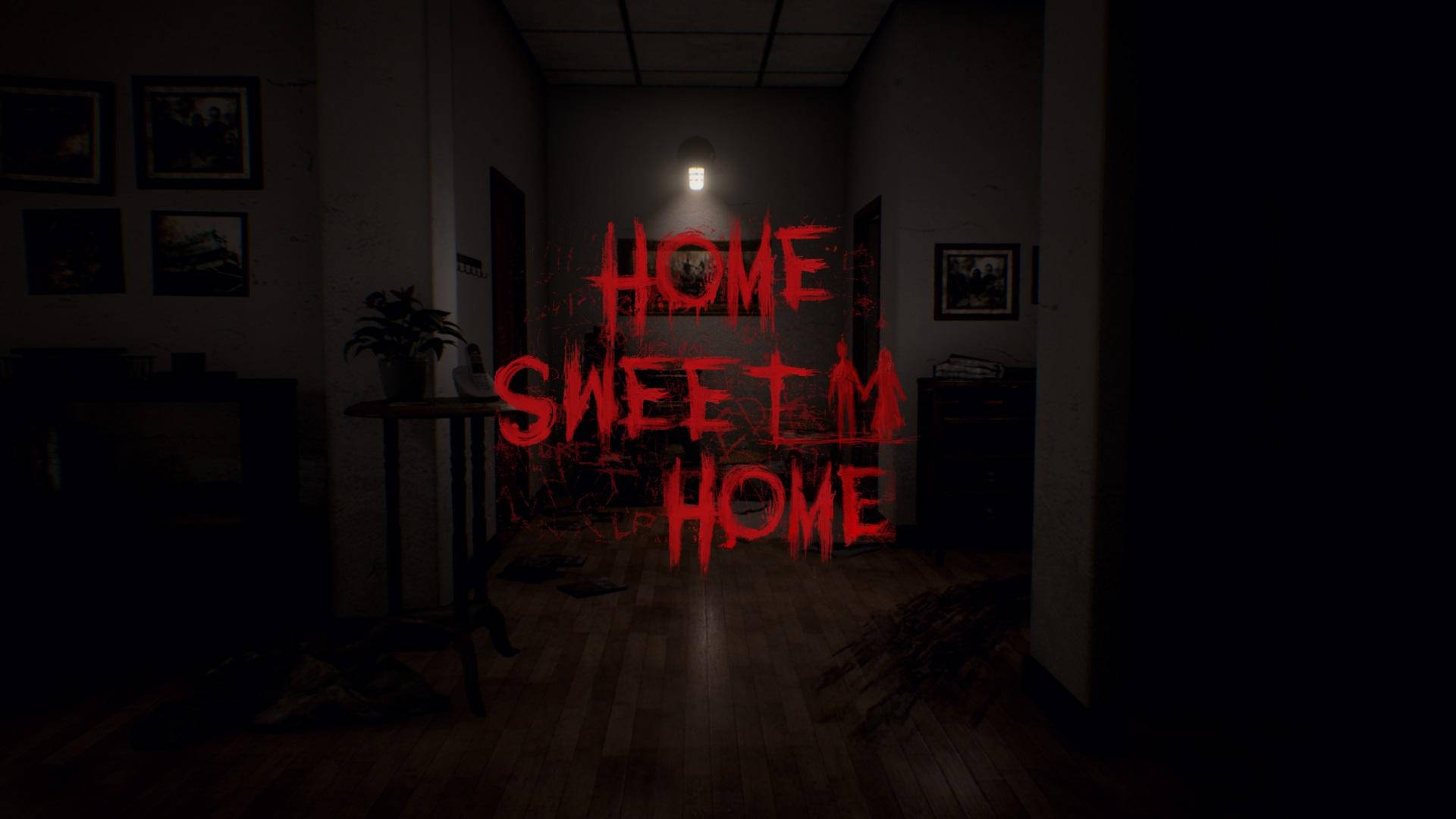 Skummel Home Sweet Home på mørkt rom Bakgrunner
