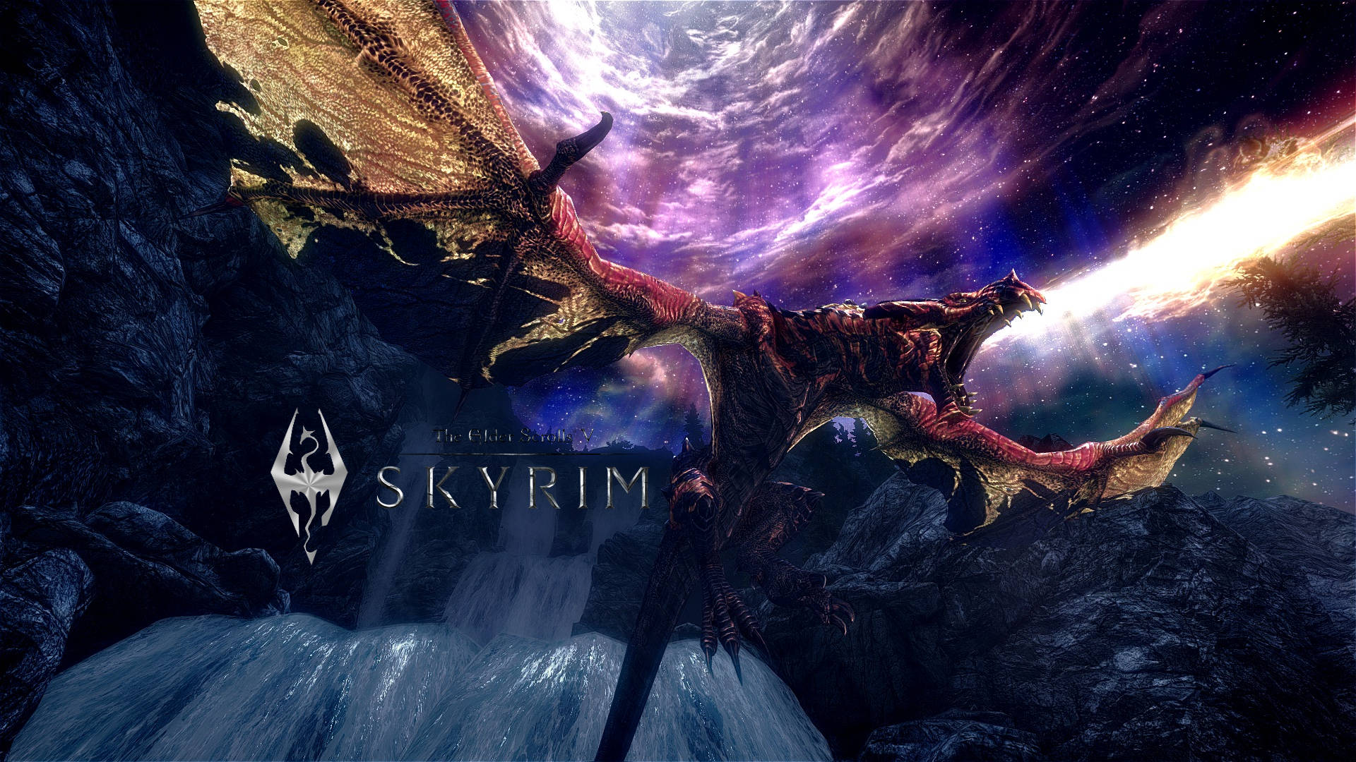 Skyrim 4K Drage som spy ild Bakgrunner
