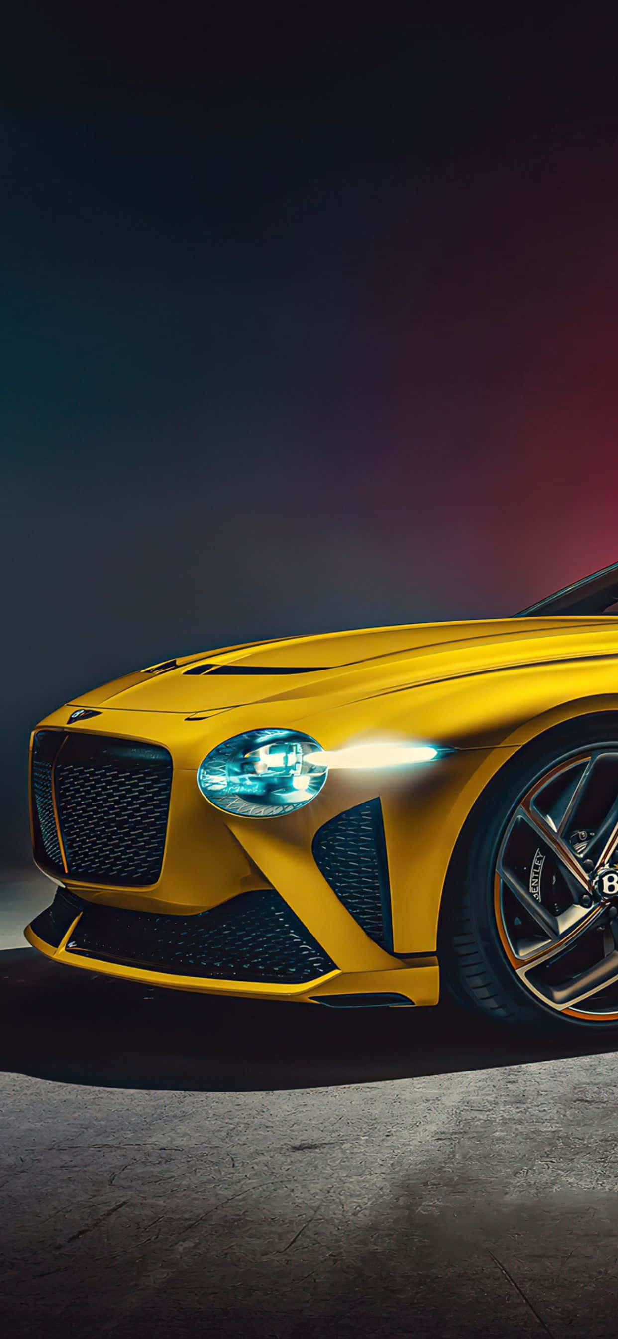 Slank og stilig iPhone XS Max i en Bentley Racing Run. Bakgrunner