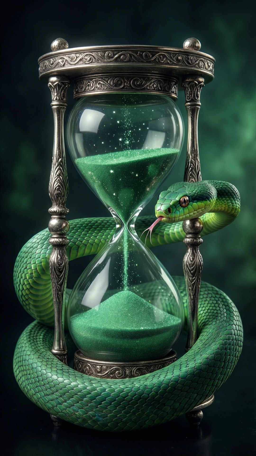 Smaragdgrønn slange timeglass Bakgrunner