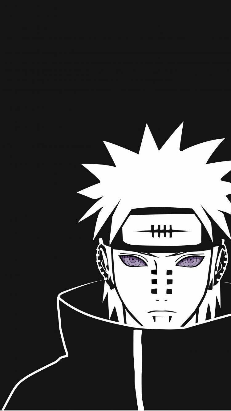 Smerte Naruto Anime Svart Hvitt iPhone Bakgrunner