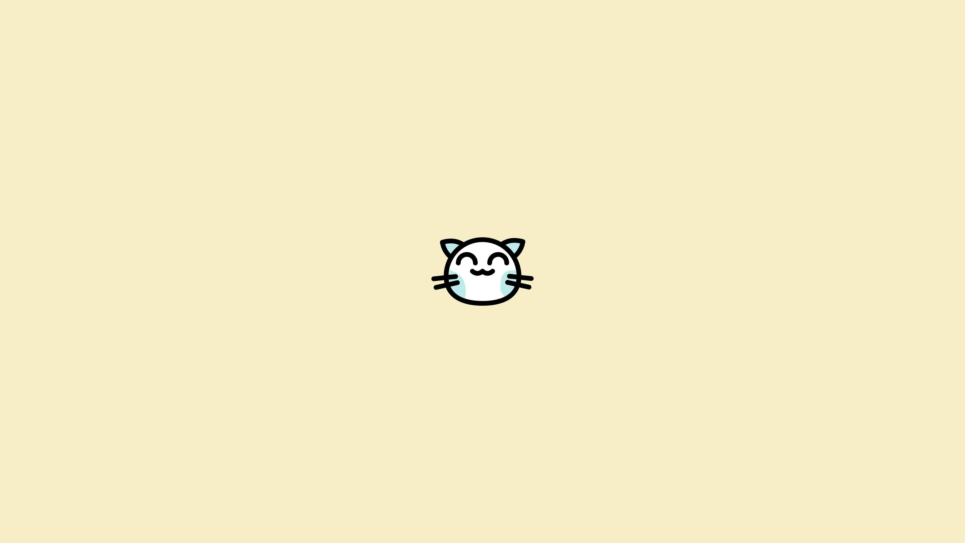Smilende katt minimalistisk estetisk laptop Bakgrunner