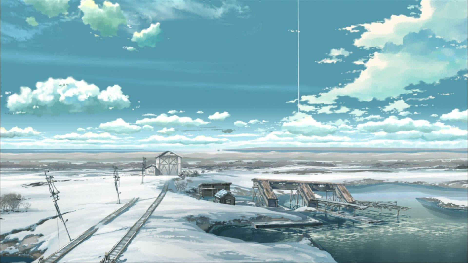 Snødekt anime-landskap Bakgrunner
