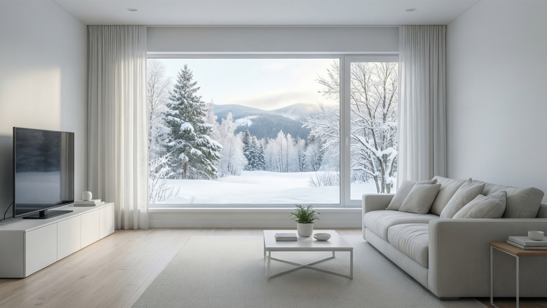 Snødekt minimalistisk stue Bakgrunner