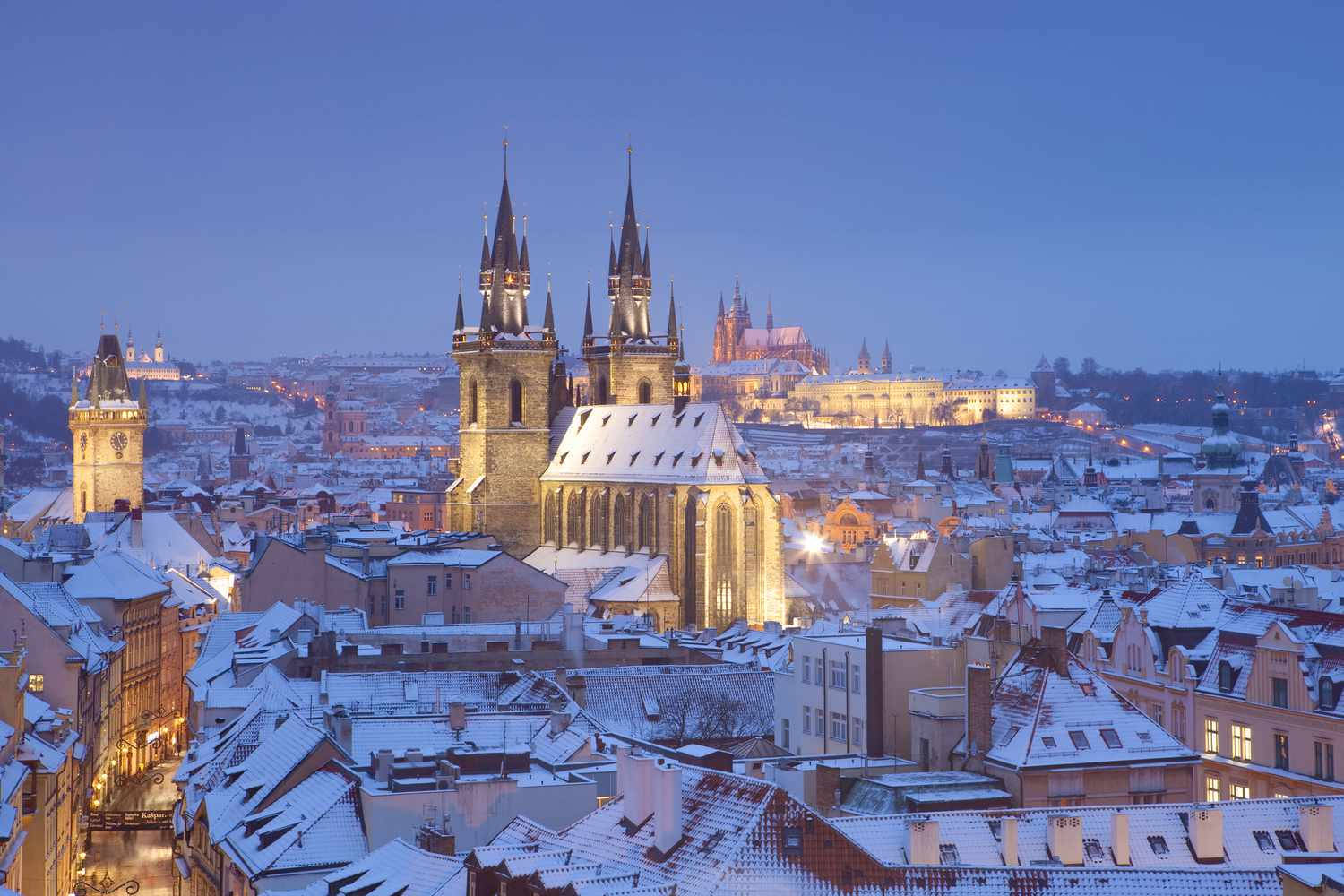 Snødekte Praha Bakgrunner