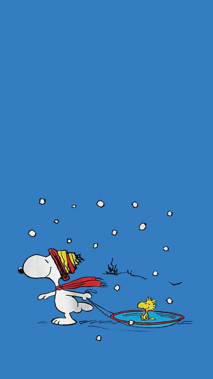 Snoopy drar Woodstock til jul iPhone Bakgrunner
