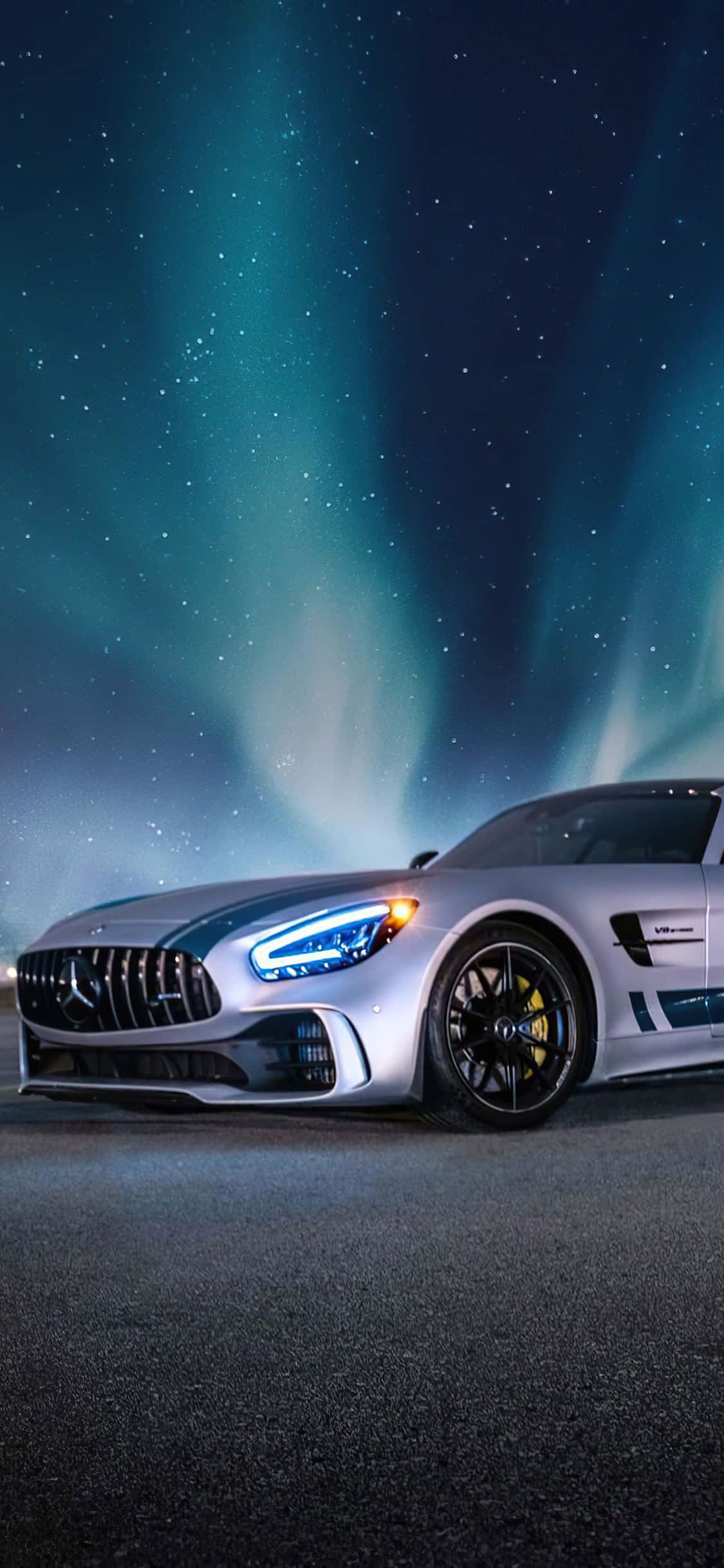 Sølv iPhone Xs Mercedes Amg Bakgrunn Nordlys Bakgrunner