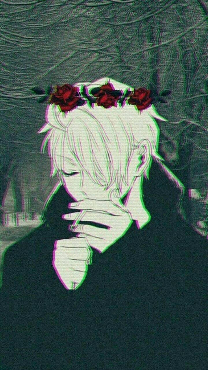 Søt anime PFP med rosekrone gutt Bakgrunner