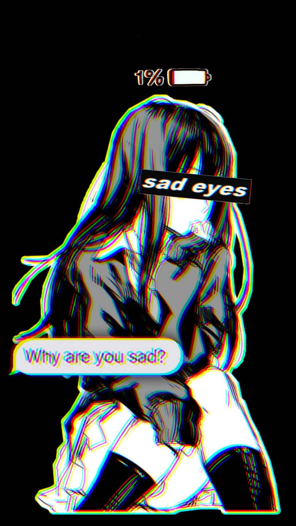 Søt anime PFP trist jente Bakgrunner