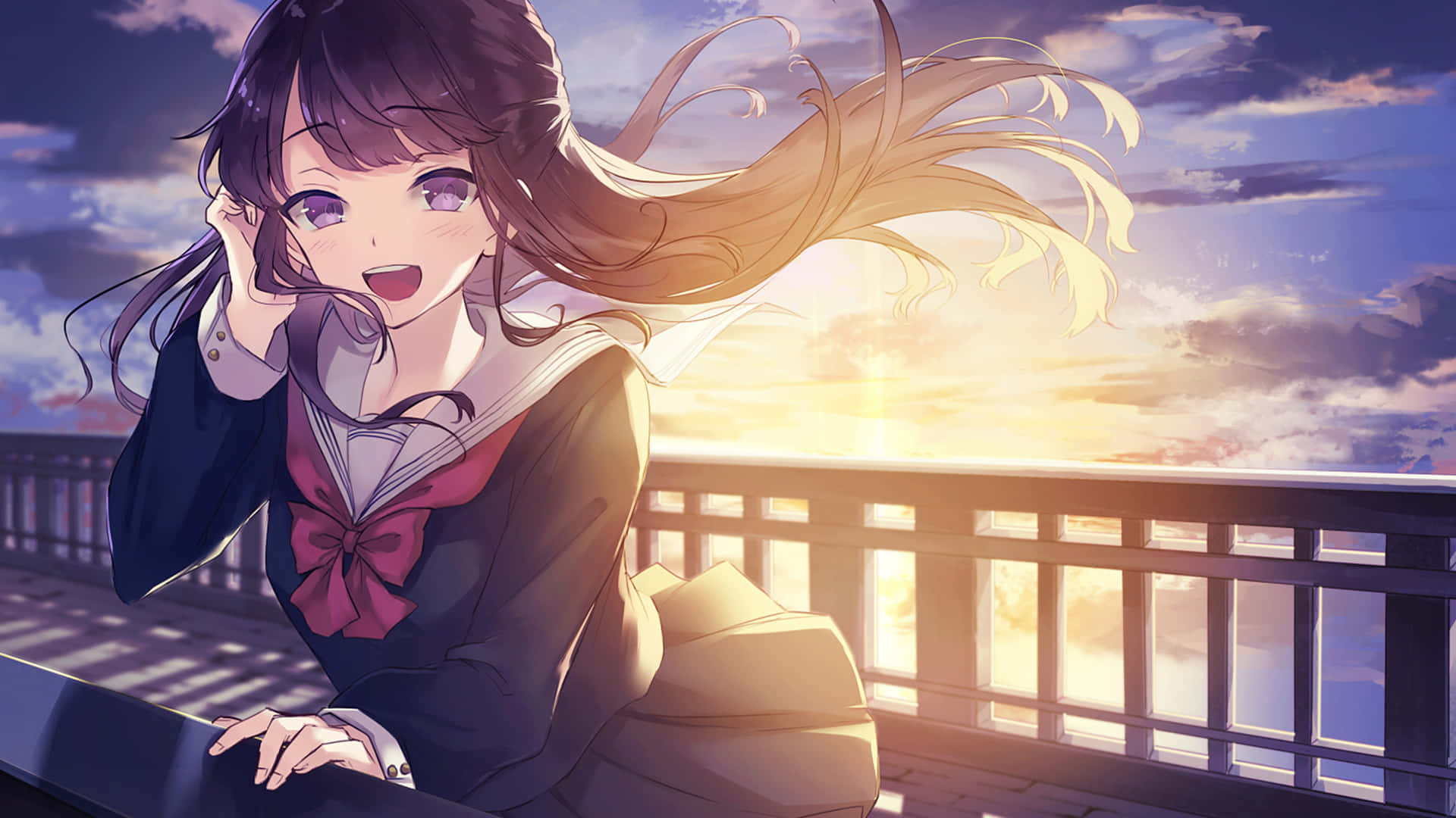 Søt anime-skoledame Nightcore Apollo Bakgrunner