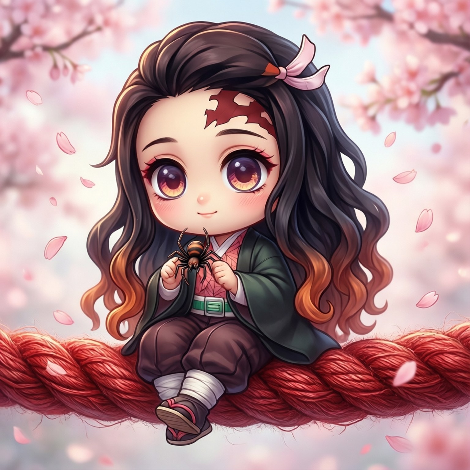Søt Chibi Rui med Edderkopp Bakgrunner