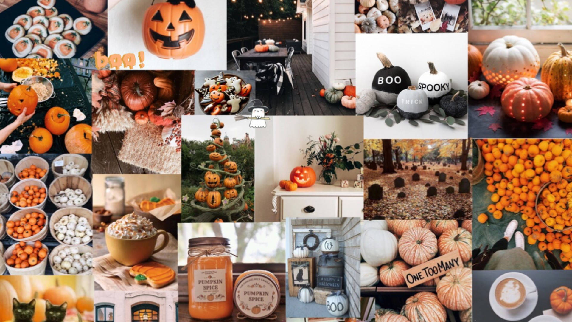 Søt estetisk Halloween-gresskarkollasj Bakgrunner