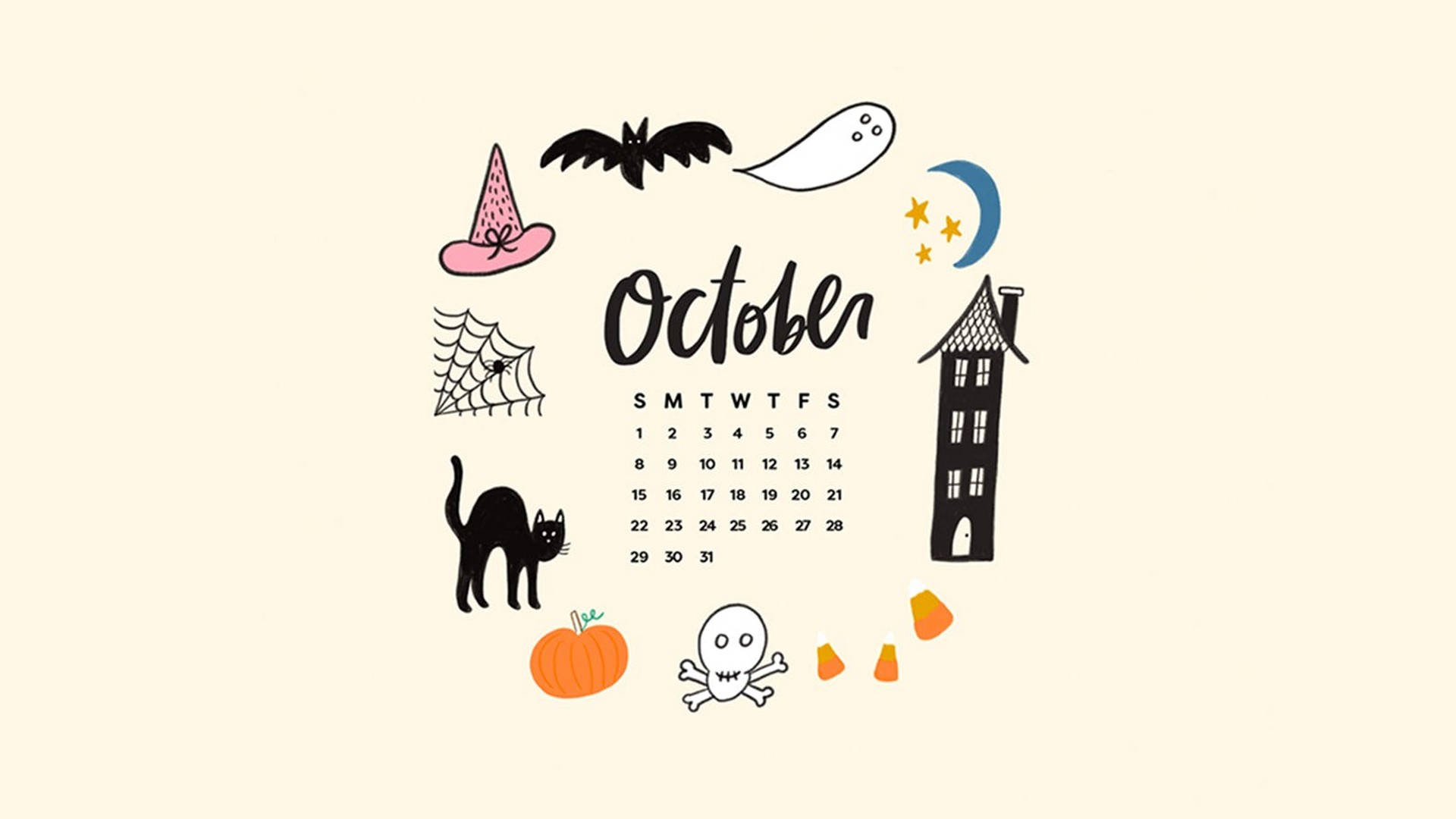 Søt estetisk Halloween oktoberkalender Bakgrunner