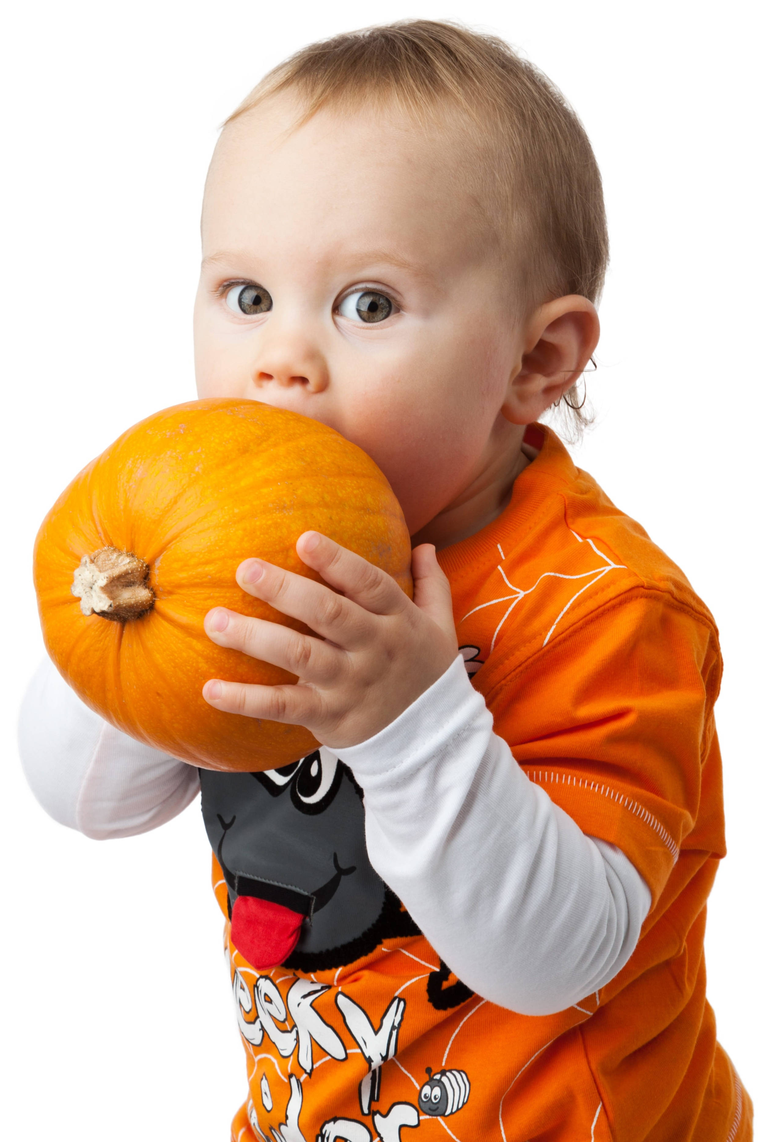 Søt Halloween-gutt med gresskar Bakgrunner