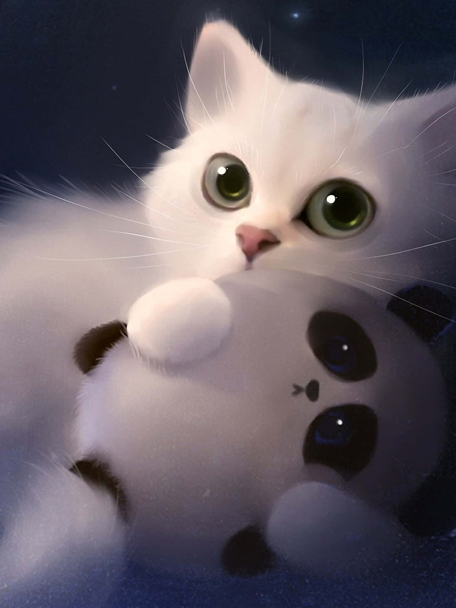 Søt hvit 3D-katt Bakgrunner