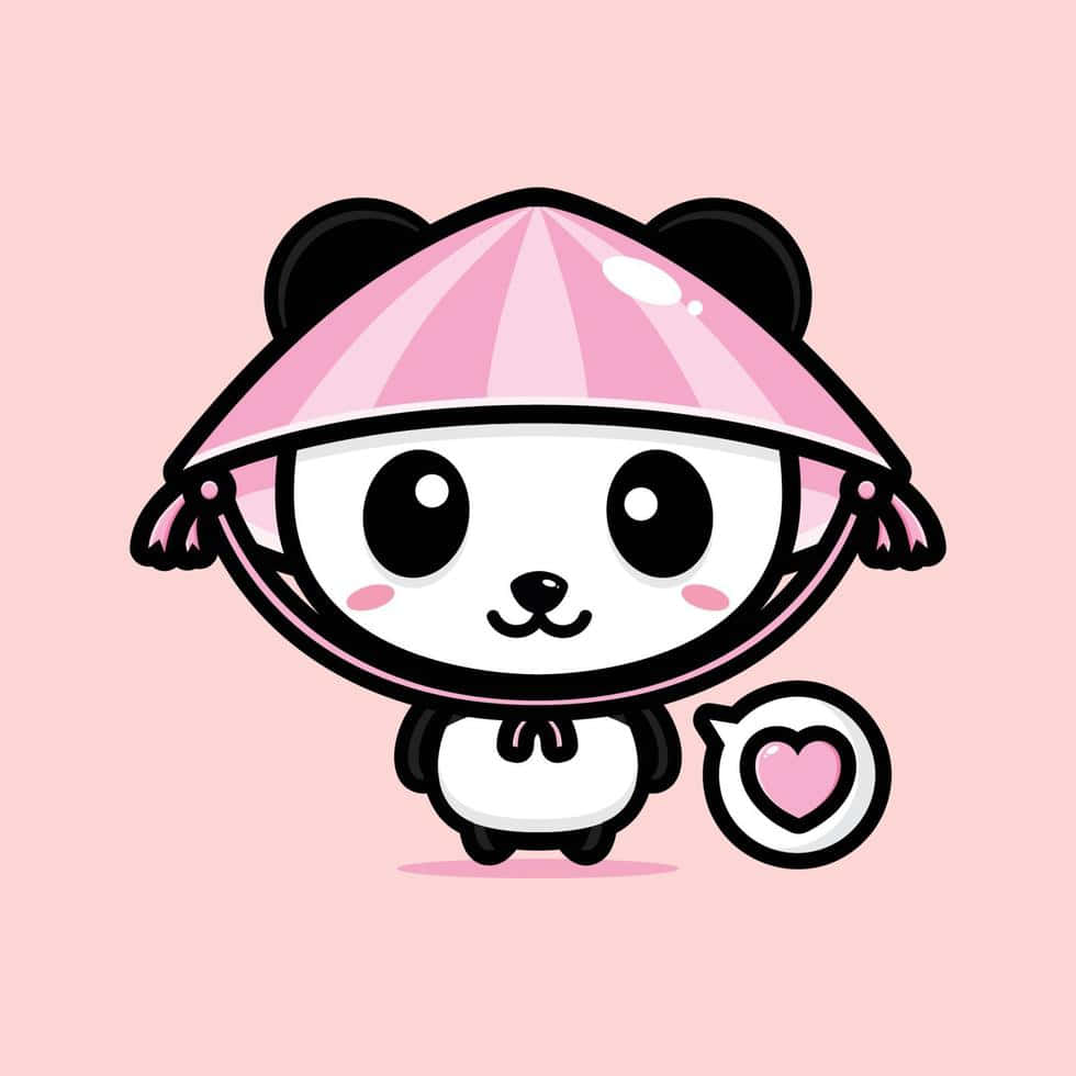 Søt jentete panda med bondehatt