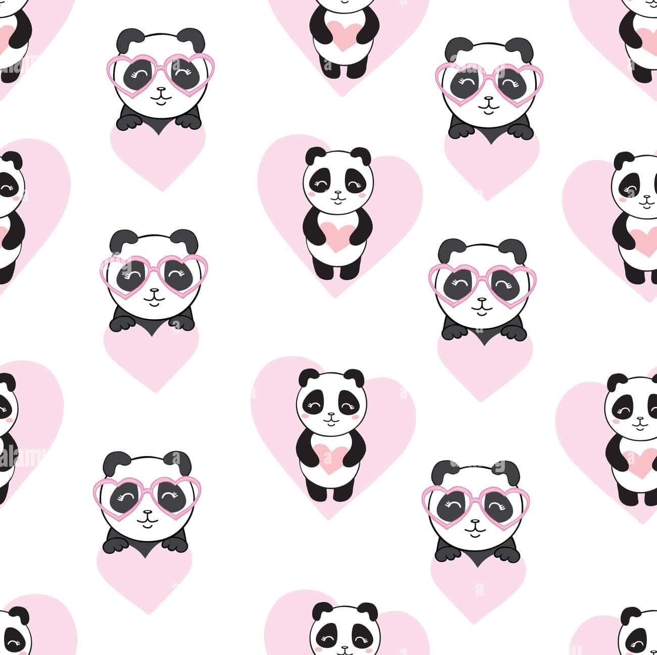 Søt jentete panda hjerte vektor Bakgrunner