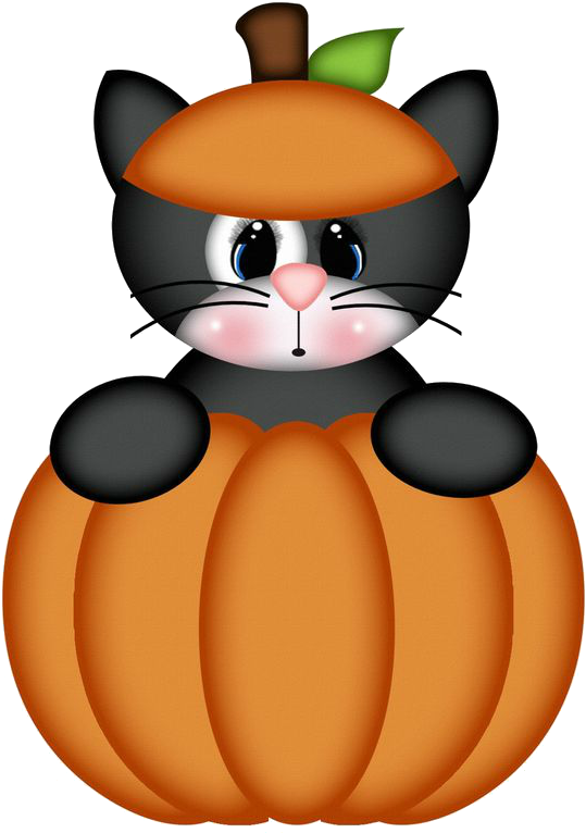 Søt katt i gresskarkostyme til Halloween Bakgrunner