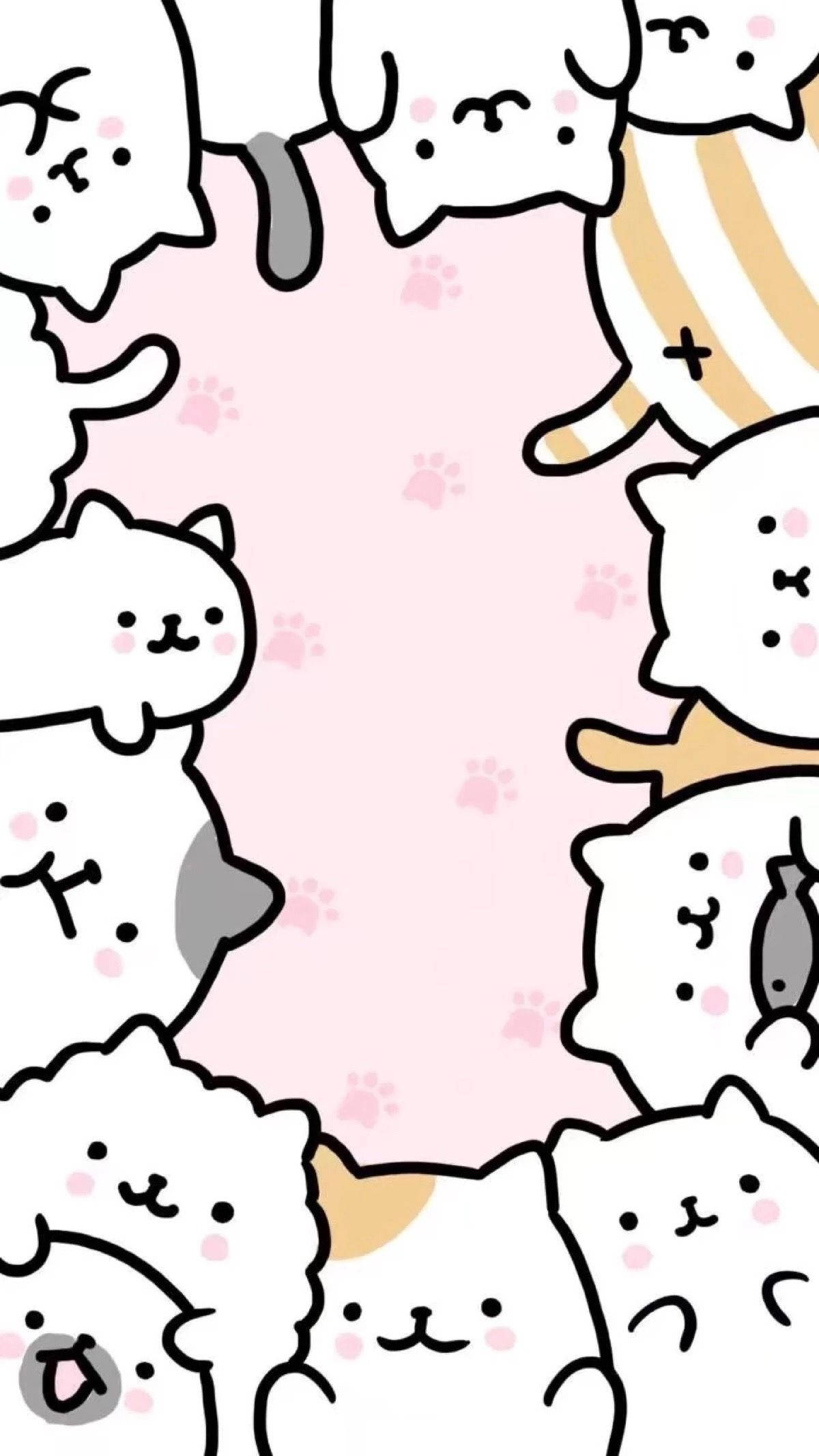 Søt katteramme på kawaii iPad Bakgrunner