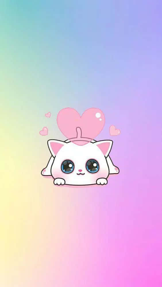 Søt Kawaii Elskverdig Katt Tegneserie Bakgrunner