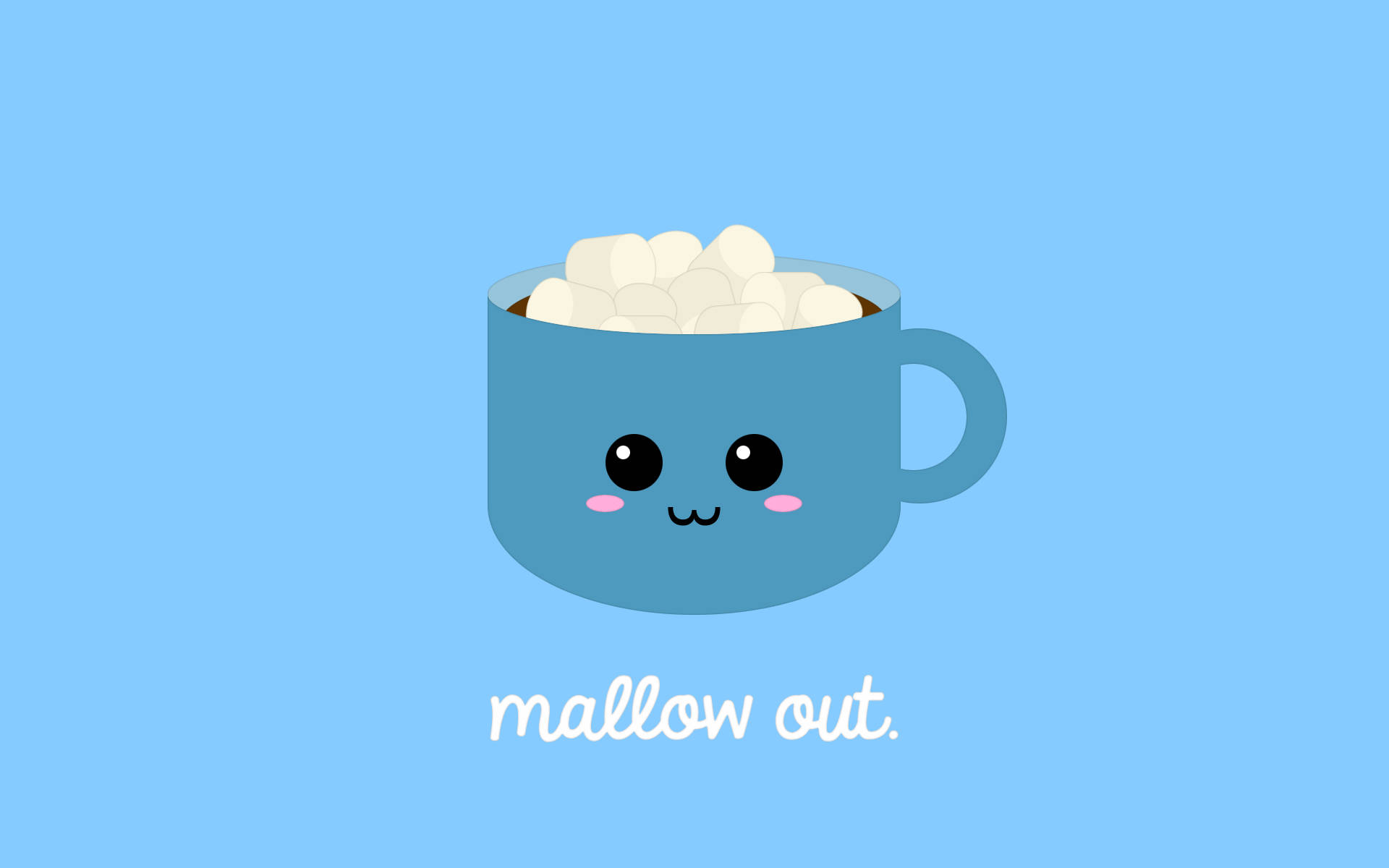 Bakgrunnsbilde av en kawaii-kopp fylt med marshmallow.