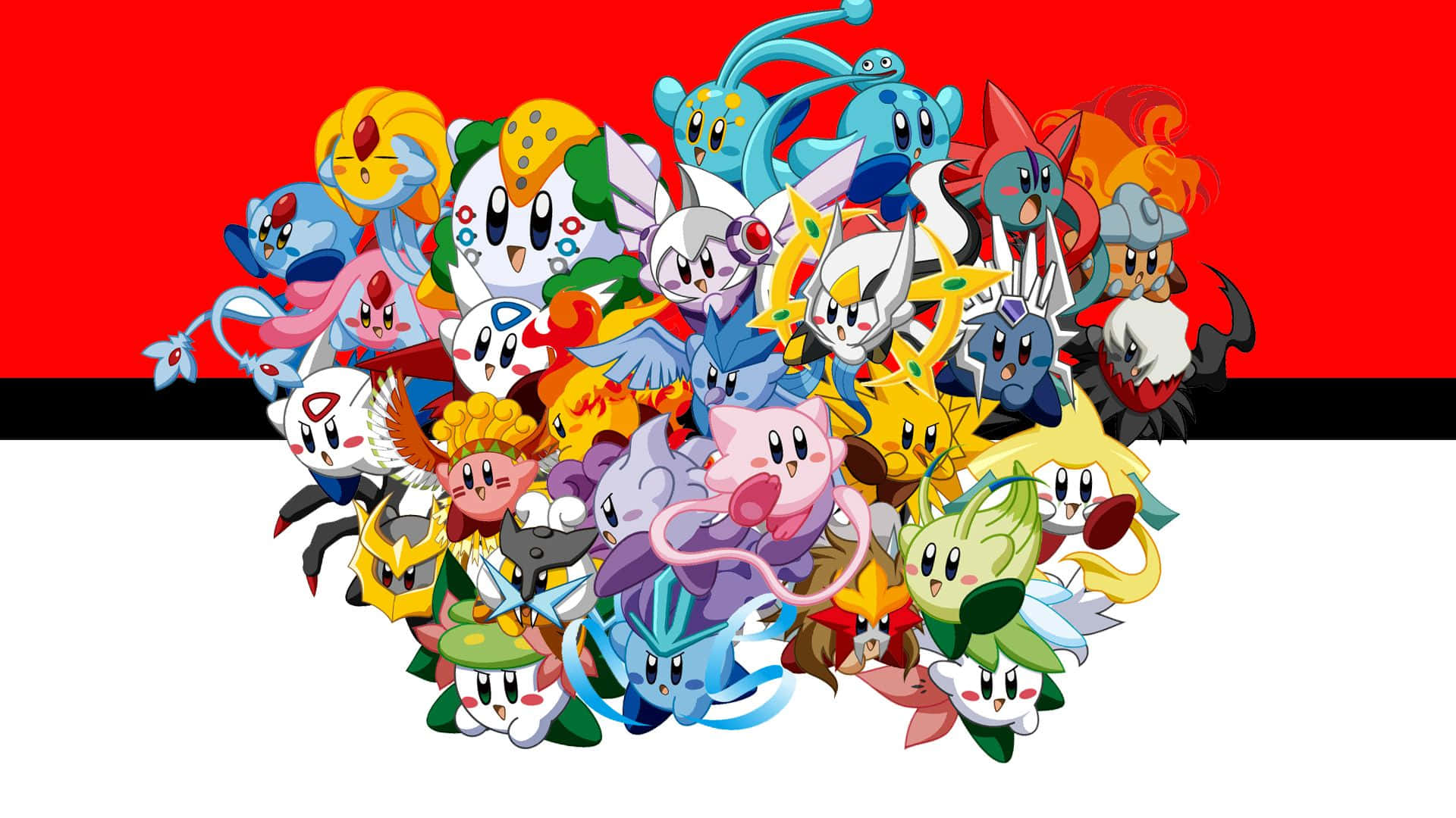 Søt Kirby-versjon Pokemon-bakgrunn Bakgrunner